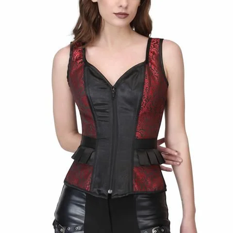 boned women bustiers and corsets structureGothic Waist Frill Steel Boned Overbust Corset with shoulder support boned women bustiers and corsets structureGothic Waist Frill Steel Boned Overbust Corset with shoulder support