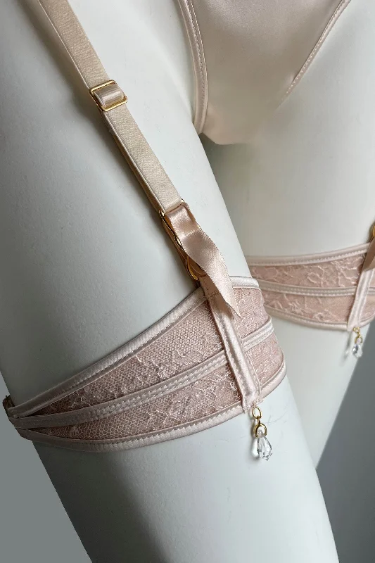 Sexy Lingerie for Women with Stockings Rosalia Oyster Blush Garter Set