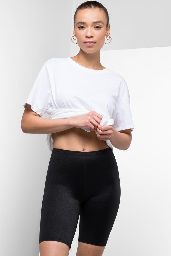 Women's Satin Sleepwear Lingerie Cycle Shorts Black