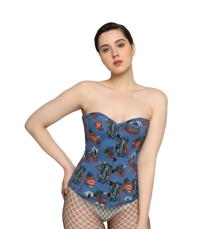 mesh women bustiers and corsetsHalloween printed  waist reducing  overbust Corsets