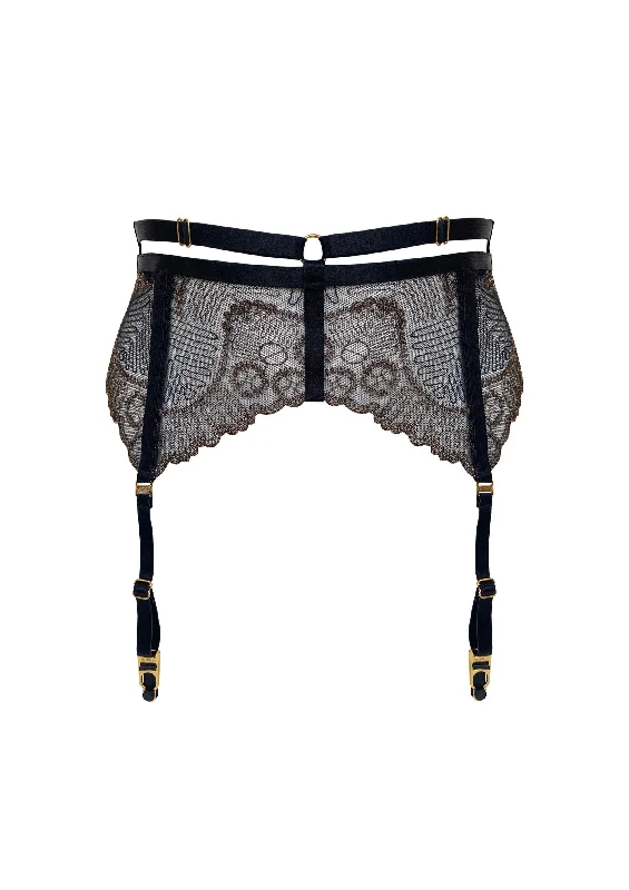 Women's Sheer Lingerie Nightgowns Tierra Suspender Black