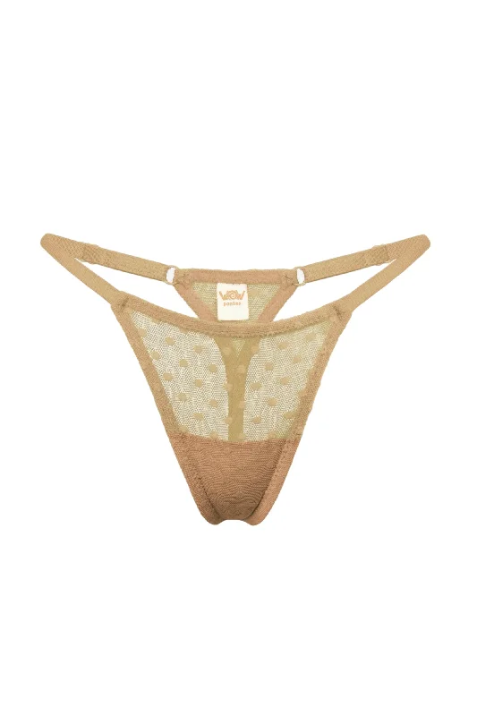 seamless microfiber women thongs for a smooth touchMimi Beige dots thongs