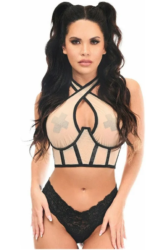custom fit women bustiers and corsetsLavish Nude Mesh Underwire Cincher w/Built In Halter Top custom fit women bustiers and corsetsLavish Nude Mesh Underwire Cincher w/Built In Halter Top