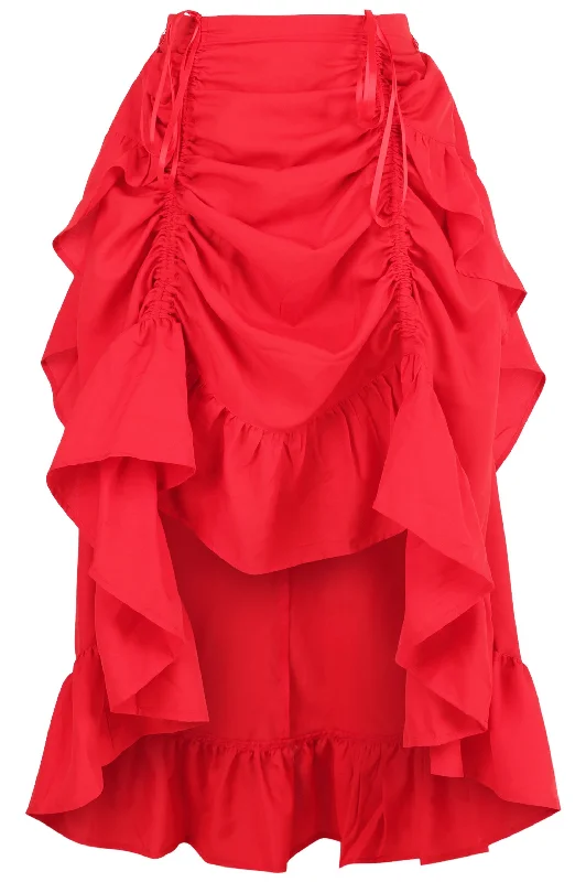 leather women bustiers and corsetsRed Crepe Adjustable High Low Skirt