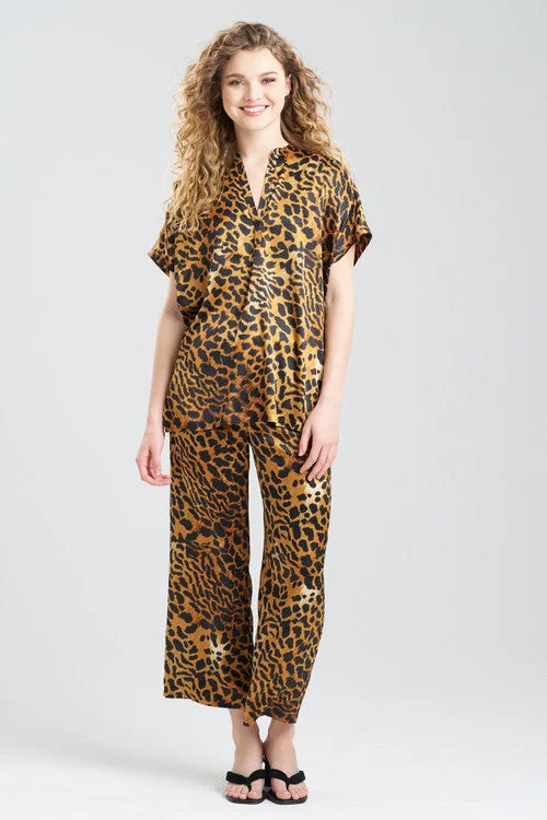 women's satin pajama sets with lace trimExotic Animal PJ