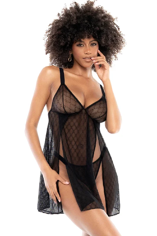 Women's High Waist Lingerie Bodysuits Padua Open Babydoll Set