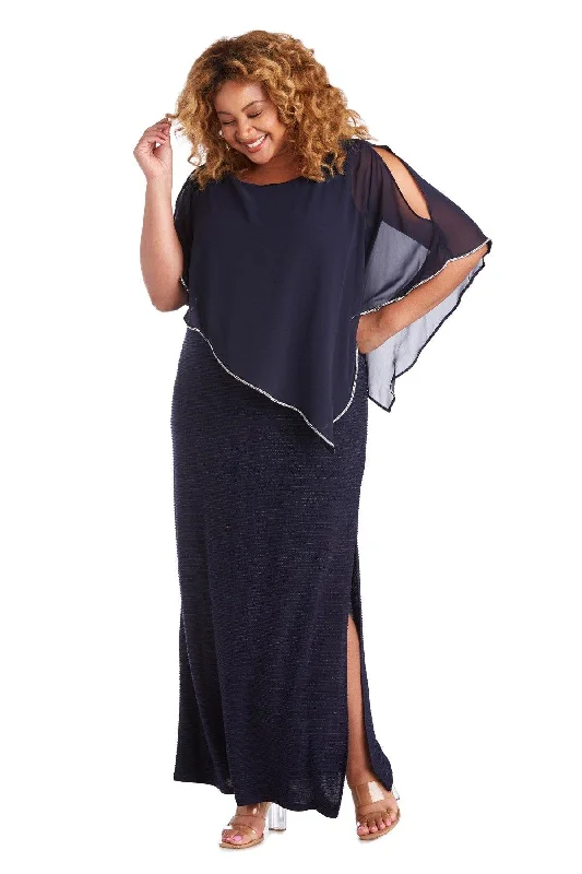 women sexy dresses for garden weddingsR&M Richards 7076W Long Plus Size Poncho Dress