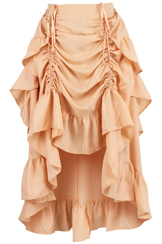 overbust women bustiers and corsetsBeige Crepe Adjustable High Low Skirt