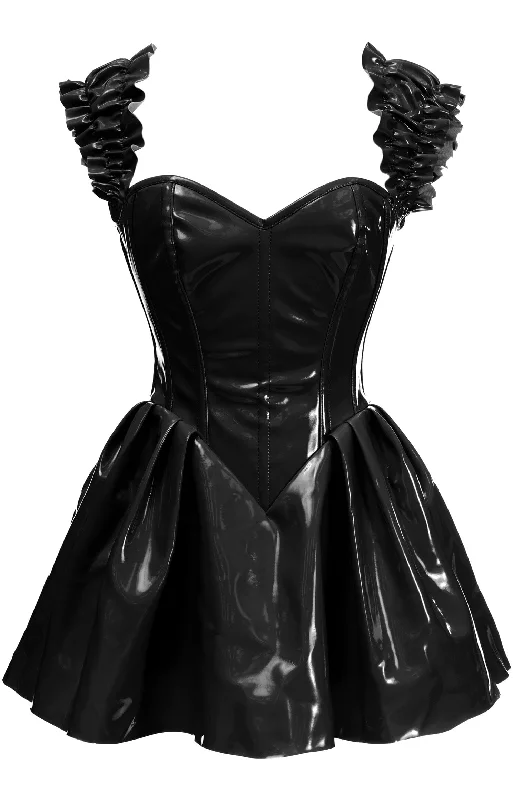 women sexy dresses with balloon sleevesTop Drawer Steel Boned Black Patent PVC Vinyl Corset Dress women sexy dresses with balloon sleevesTop Drawer Steel Boned Black Patent PVC Vinyl Corset Dress