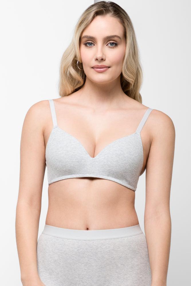 Plus Size Lace Lingerie for Women Single Cotton Padded Bra Grey Melange