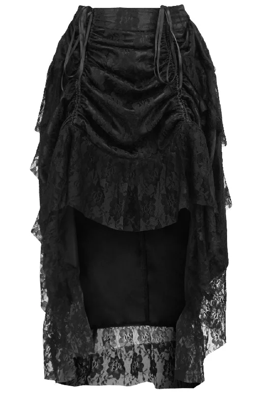 historical reenactment women bustiers and corsetsBlack Lace Adjustable High Low Bustle Skirt historical reenactment women bustiers and corsetsBlack Lace Adjustable High Low Bustle Skirt