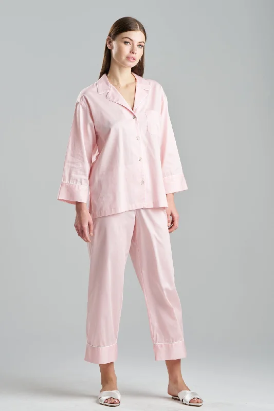 women's pajama sets with a vintage designCotton Sateen Essentials Notch PJ