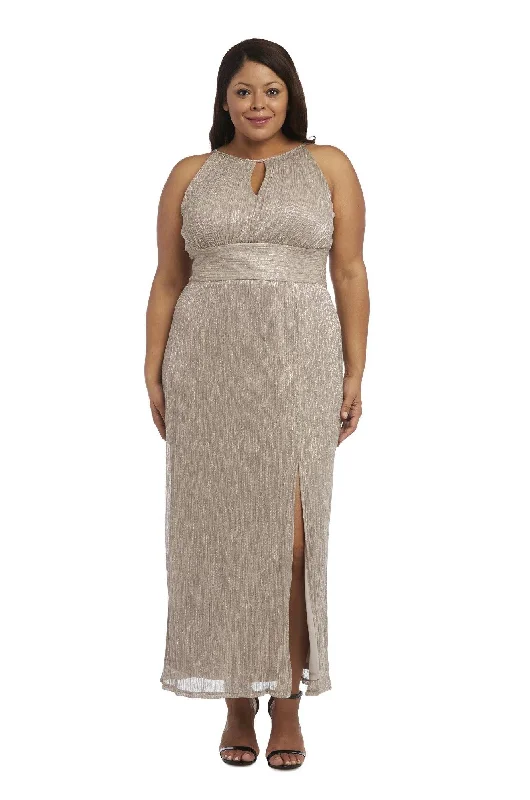 women sexy dresses with metallic accentsR&M Richards 9283W Long Plus Size Metallic Dress