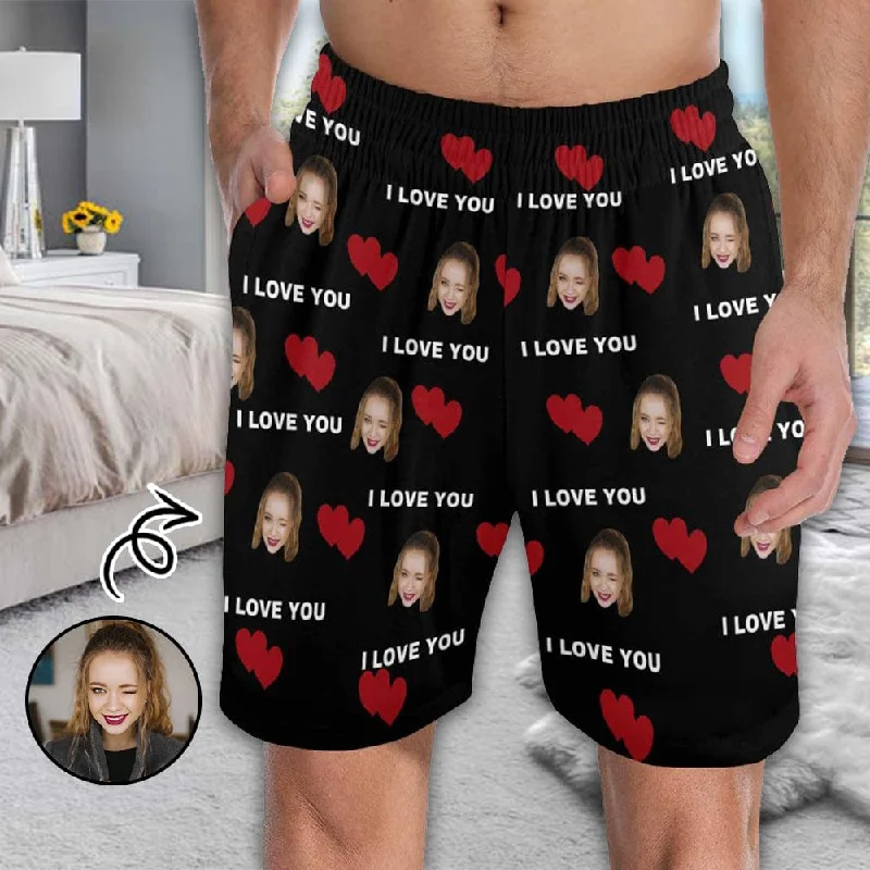 fitted women's sleepshirts for a more tailored lookCustom Face Men's Pajama Shorts Personalized Love You Sleepwear Shorts fitted women's sleepshirts for a more tailored lookCustom Face Men's Pajama Shorts Personalized Love You Sleepwear Shorts