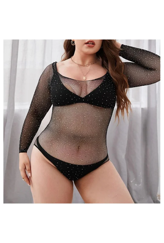 Organic Cotton Bodysuits for an Eco - Friendly and Comfortable OptionPlus Size Black Fishnet Rhinestone Bodysuit Organic Cotton Bodysuits for an Eco - Friendly and Comfortable OptionPlus Size Black Fishnet Rhinestone Bodysuit