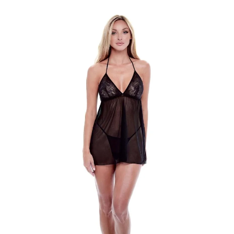 women lounge dress with a high - low hem for a modern styleBaci Eco Lace & Mesh Chemise Black women lounge dress with a high - low hem for a modern styleBaci Eco Lace & Mesh Chemise Black