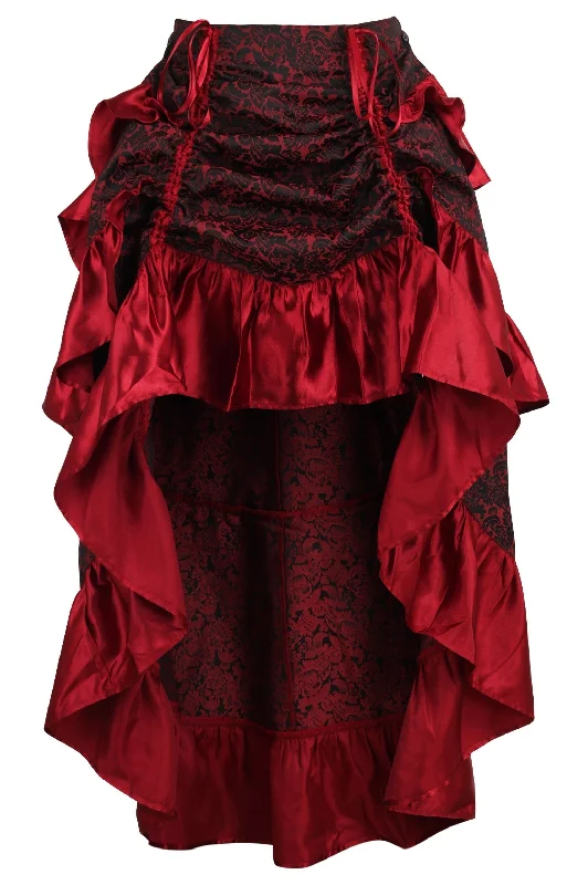 breathable women bustiers and corsets materialsRed Brocade Adjustable High Low Bustle Skirt breathable women bustiers and corsets materialsRed Brocade Adjustable High Low Bustle Skirt