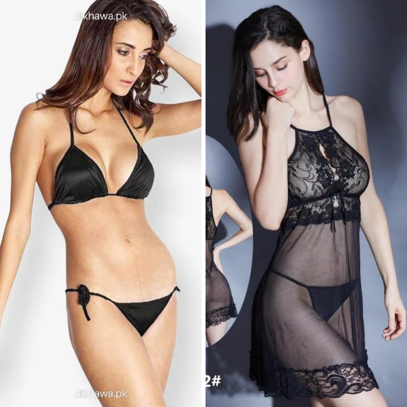 eco friendly women bikini briefs made from sustainable materialsSet Of 2 - See Through Romantic Short Night & Sexy Bikini Set - Black eco friendly women bikini briefs made from sustainable materialsSet Of 2 - See Through Romantic Short Night & Sexy Bikini Set - Black