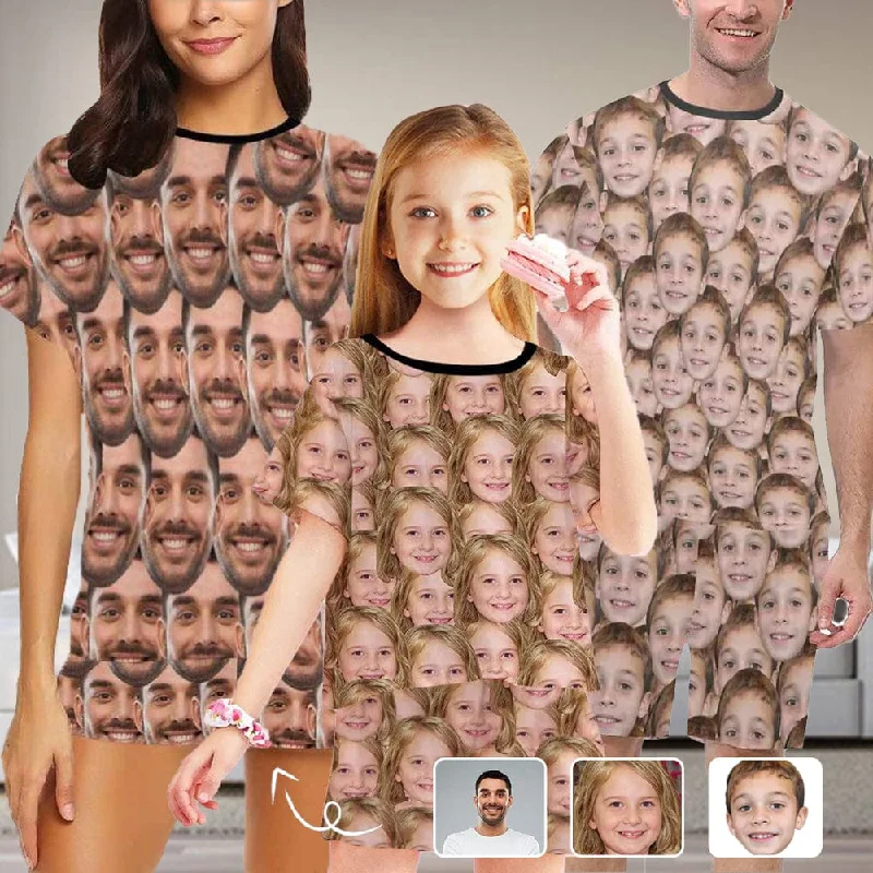 women's nightgowns for a beach vacationCustom Face Seamless Sleepwear Personalized Family Matching Short Sleeve Pajamas Set women's nightgowns for a beach vacationCustom Face Seamless Sleepwear Personalized Family Matching Short Sleeve Pajamas Set