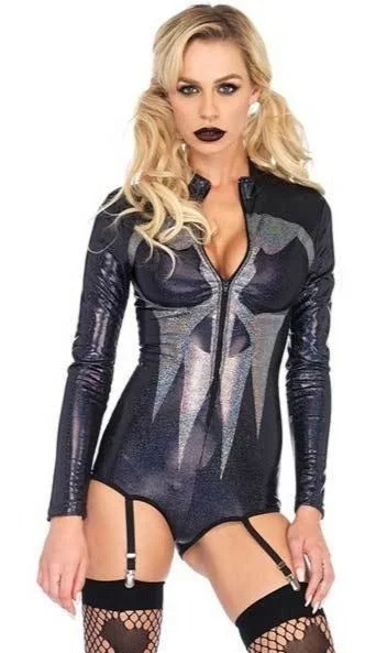 Compression Bodysuits for Post - Workout RecoveryShimmer Skull Garter Bodysuit