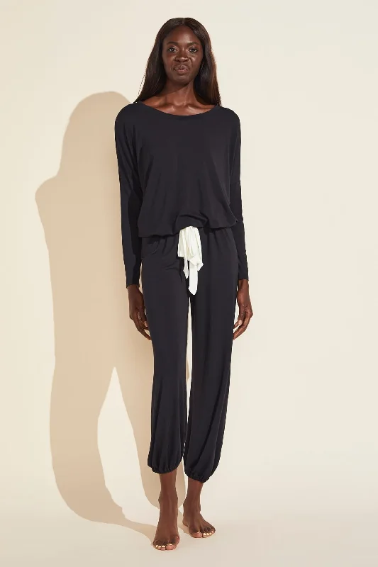women's pajama sets with a hypoallergenic fabricGisele Slouchy PJ Set | Black/Ivory