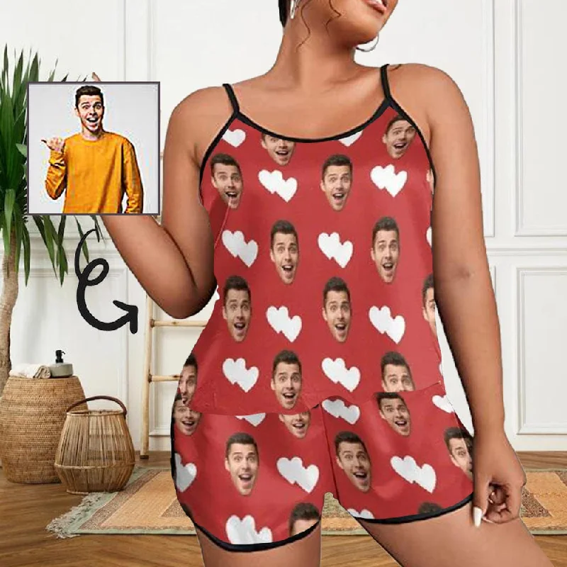 women's nightgowns with a color - blocking pattern#Plus Size Pajama Set-Custom Face Pajamas Love Red Sleepwear Personalized Women's Sexy Cami Pajama Set Honeymoon Gift for Her women's nightgowns with a color - blocking pattern#Plus Size Pajama Set-Custom Face Pajamas Love Red Sleepwear Personalized Women's Sexy Cami Pajama Set Honeymoon Gift for Her