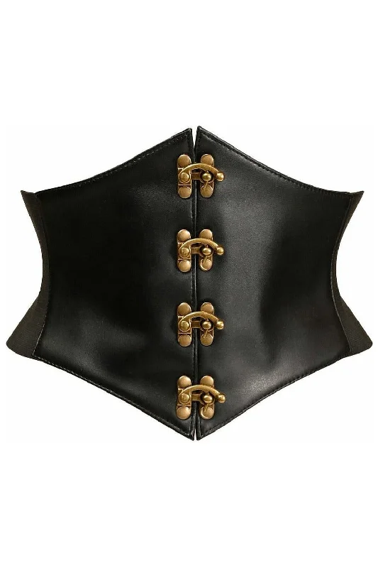 minimalist women bustiers and corsetsLavish Black Faux Leather Corset Belt Cincher w/Clasps