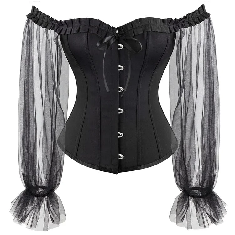 steampunk women bustiers and corsetsWomen's Vintage Lace Mesh Sleeve Overbust Corsets