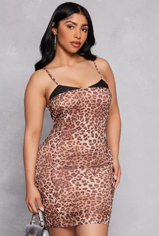 women sexy dresses for Moulin Rouge - themed partiesAlmost Famous Lace Detail Patterned Cami Dress
