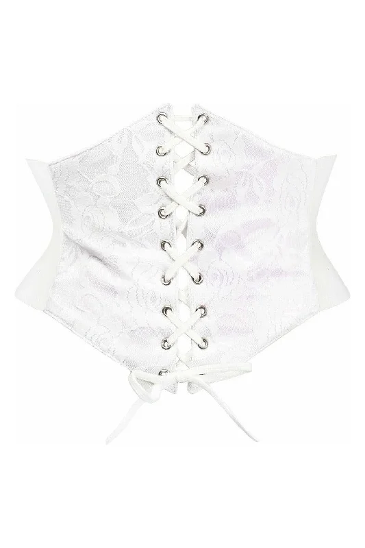 beaded women bustiers and corsetsLavish White Lace Corset Belt Cincher