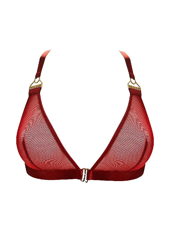 Lingerie Gift Sets for Women Signature Mesh Triangle Bra Burnt Red