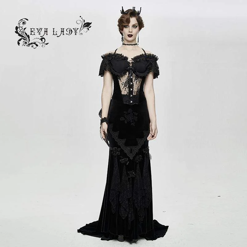 burlesque women bustiers and corsetsWomen's Gorgeous Sheer Floral Lace Ruffled Fitted Corsets With Detachable Hem