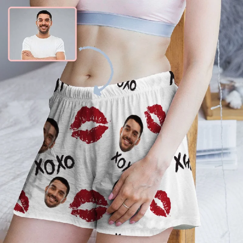 women's sleepshirts with a satin - trimmed necklineCustom Face Women's Pajama Shorts Personalized XXOO Sleepwear Shorts women's sleepshirts with a satin - trimmed necklineCustom Face Women's Pajama Shorts Personalized XXOO Sleepwear Shorts