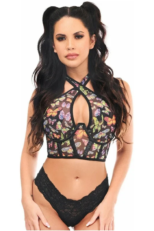 leather women bustiers and corsetsLavish Multi Butterflies Mesh Underwire Cincher w/Built In Halter Top leather women bustiers and corsetsLavish Multi Butterflies Mesh Underwire Cincher w/Built In Halter Top