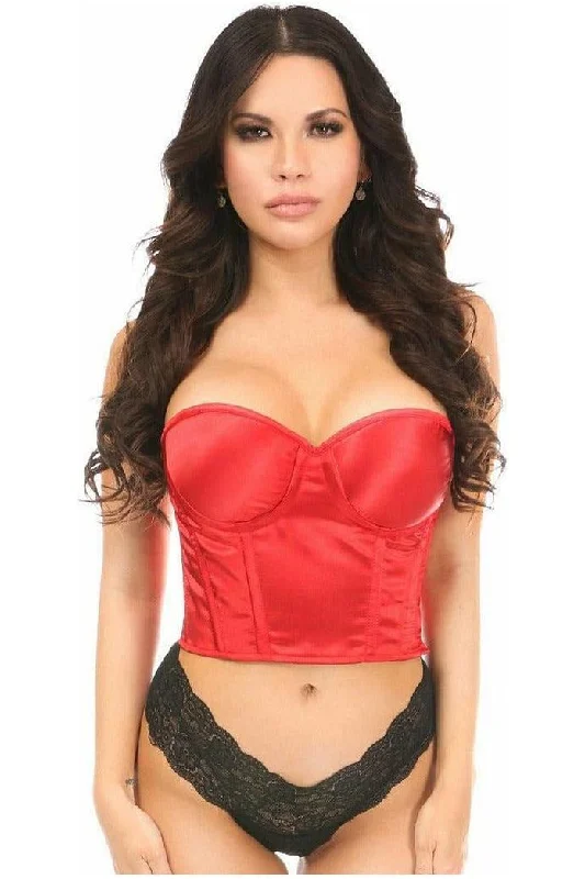 low - cut women bustiers and corsetsLavish Red Satin Underwire Bustier