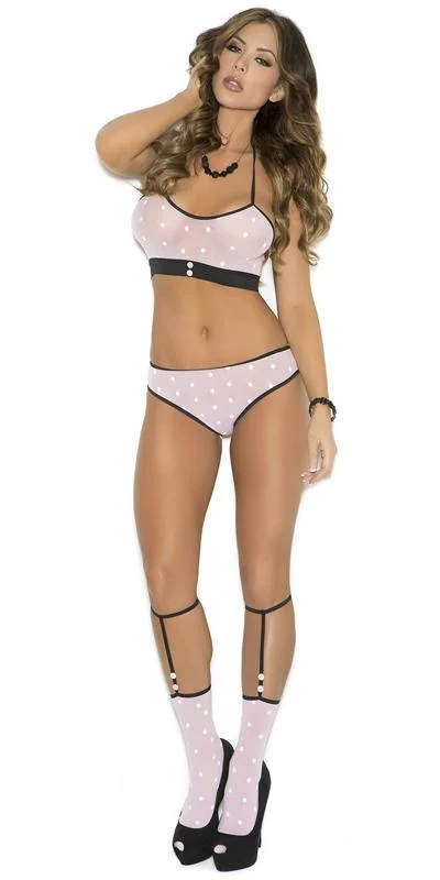 babydoll women sexy lingerie for romanceSexy Cheer Polka Dot Cami, Shorts and Knee High Socks babydoll women sexy lingerie for romanceSexy Cheer Polka Dot Cami, Shorts and Knee High Socks