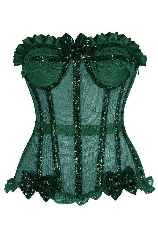post - pregnancy women bustiers and corsetsTop Drawer Steel Boned Dark Green Sequin Underwire Bustier Corset post - pregnancy women bustiers and corsetsTop Drawer Steel Boned Dark Green Sequin Underwire Bustier Corset