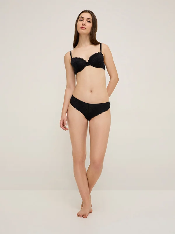 quick - drying women briefs for swimmers and beachgoersWunderlove Black Floral Lace Design Brazilian Brief quick - drying women briefs for swimmers and beachgoersWunderlove Black Floral Lace Design Brazilian Brief