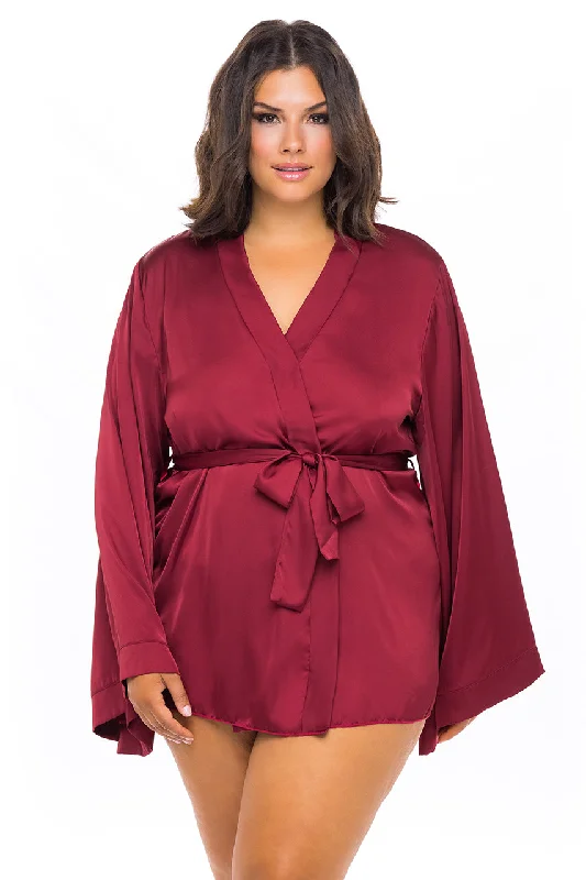 fleece women robes for warmth in winterMirielle Wide Sleeves Short Robe