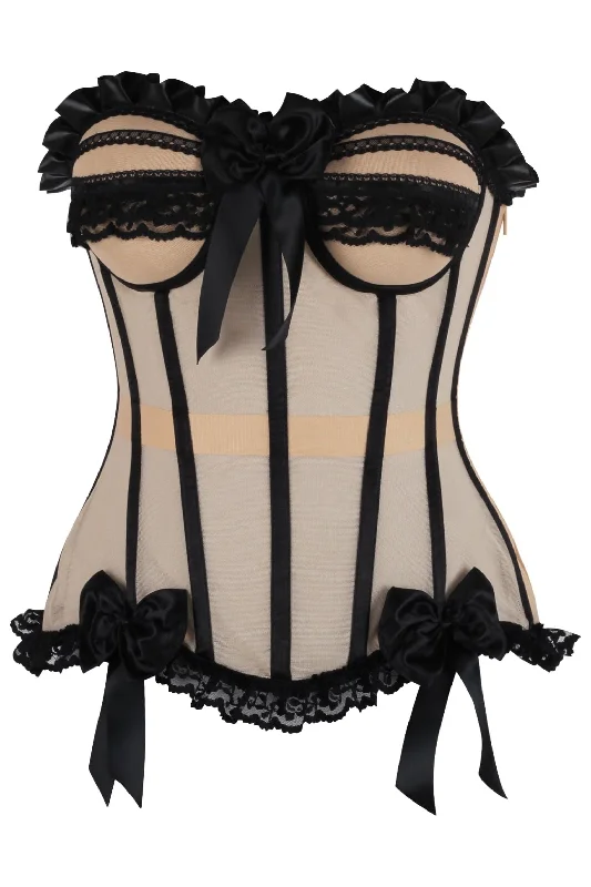 machine made women bustiers and corsetsTop Drawer Steel Boned Nude & Black Mesh Underwire Bustier Corset machine made women bustiers and corsetsTop Drawer Steel Boned Nude & Black Mesh Underwire Bustier Corset