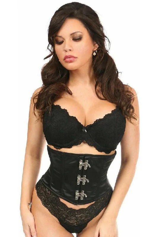steampunk women bustiers and corsetsTop Drawer Black Satin Steel Boned Mini Cincher w/Clasps steampunk women bustiers and corsetsTop Drawer Black Satin Steel Boned Mini Cincher w/Clasps