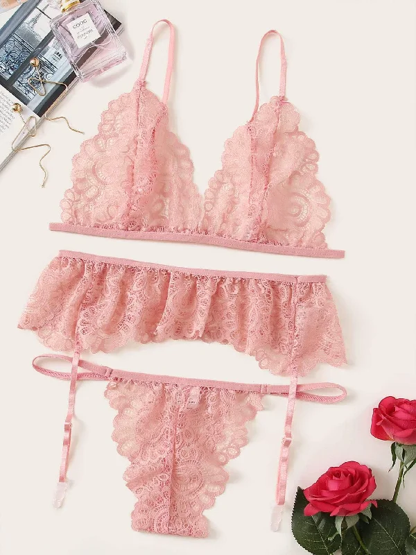 Women's Maternity Lingerie Floral Lace Garter Lingerie Set