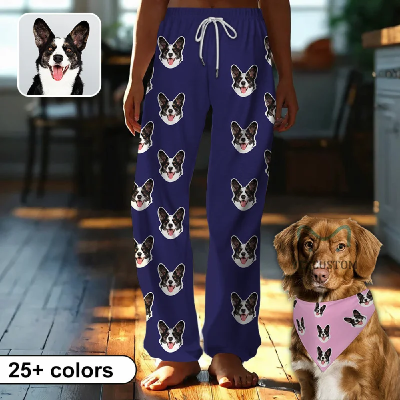 women's nightgowns with a color - blocking patternCustom Cat Dog Face Solid Color Pajama Pants and Pet Dog Bandana women's nightgowns with a color - blocking patternCustom Cat Dog Face Solid Color Pajama Pants and Pet Dog Bandana