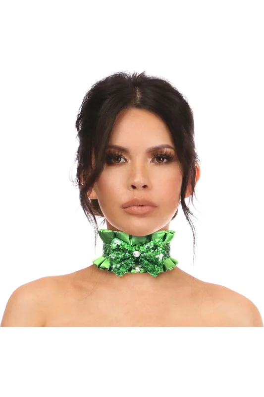 designer women bustiers and corsets collectionsKitten Collection Green Satin & Sequin Choker designer women bustiers and corsets collectionsKitten Collection Green Satin & Sequin Choker