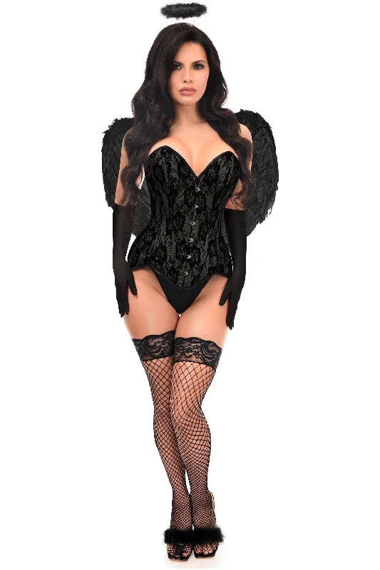 petite women bustiers and corsetsTop Drawer 4 PC Premium Black Angel Corset Costume