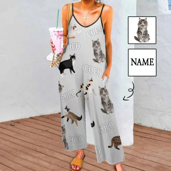 eco - friendly women's sleepshirts for sustainabilityPersoanlized Sleepwear Custom Photo & Name Loungewear with Cat Picture On Them Women's Suspender Jumpsuit Loungewear eco - friendly women's sleepshirts for sustainabilityPersoanlized Sleepwear Custom Photo & Name Loungewear with Cat Picture On Them Women's Suspender Jumpsuit Loungewear