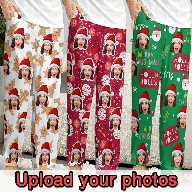 women's sleepshirts for a cozy night by the fireplace【Flash Sale】Custom Face Christmas Slumber Party Unisex Long Pajama Pants Best Christmas Gifts for Family for Couple