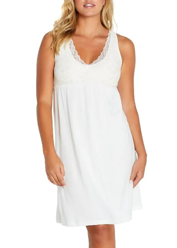 women lounge dress with a tie - dye pattern for a trendy lookLeslie V Neck Tank Chemise In Ivory women lounge dress with a tie - dye pattern for a trendy lookLeslie V Neck Tank Chemise In Ivory
