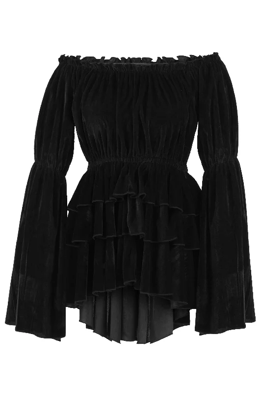 back lacing women bustiers and corsetsBlack Velvet Ruffle Dress