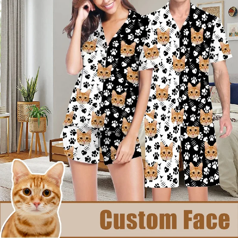 women's silk nightgowns for luxurious sleepPersonalized Pet Face Pajama Set Women Men Summer Pajamas Custom Cute Cat Couple Matching V-Neck Short Pajama Set women's silk nightgowns for luxurious sleepPersonalized Pet Face Pajama Set Women Men Summer Pajamas Custom Cute Cat Couple Matching V-Neck Short Pajama Set
